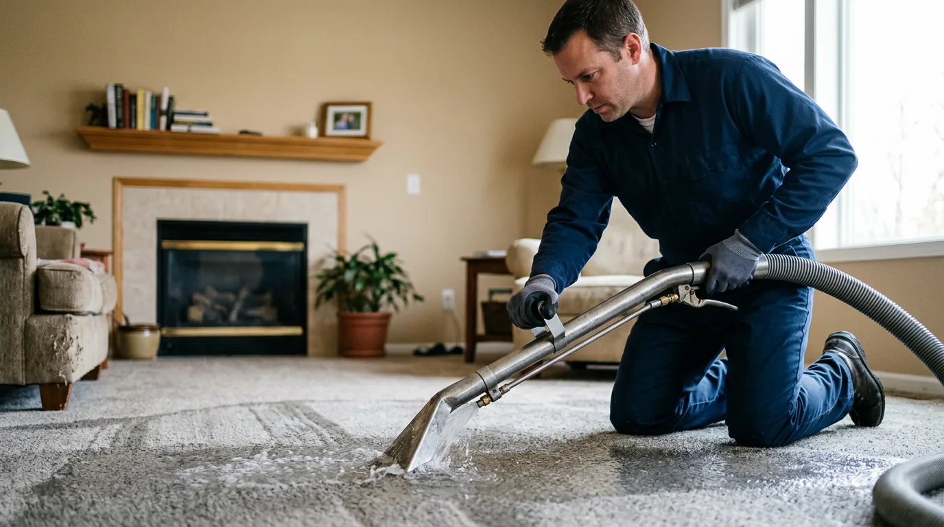 Water damage restoration technician working near Bell City, LA